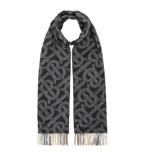 burberry reversible monogram motif cashmere scarf|Reversible Monogram Check Cashmere Scarf in Mid grey.